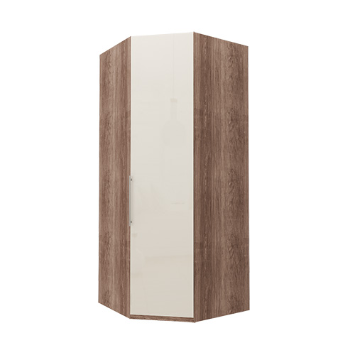 Hörn Atlanta garderob 216 cm, Mörk rustik ek, Magnolia glas