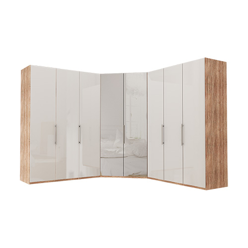 Garderob Atlanta - Ljus rustik ek 236 cm, 150 + walk-in + 150