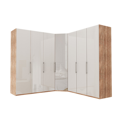 Garderob Atlanta - Ljus rustik ek 236 cm, 150 + hörn + 150