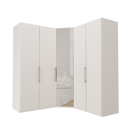 Garderob Atlanta - Vit 236 cm, Vit, 100 + hörn + 100