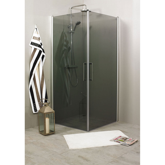 Duschvägg Noro Fix Trend Rak 800 x 800 mm, Rökfärgat glas