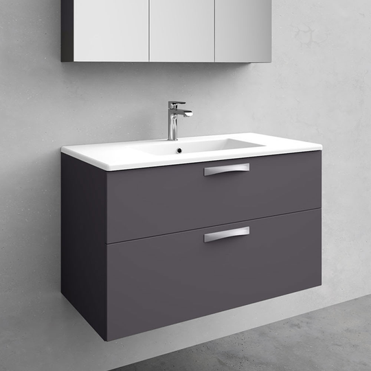 Kommod med tvättställ Noro City Antracit 900 mm, Porslin
