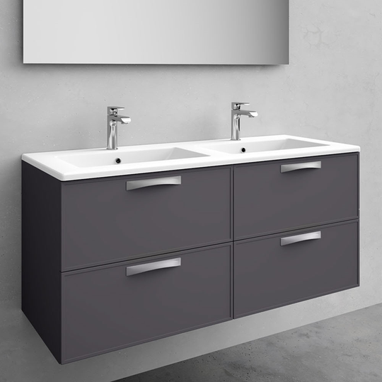 Kommod med tvättställ Noro Vogue Antracit 1200 mm (2 blandarhål), Porslin