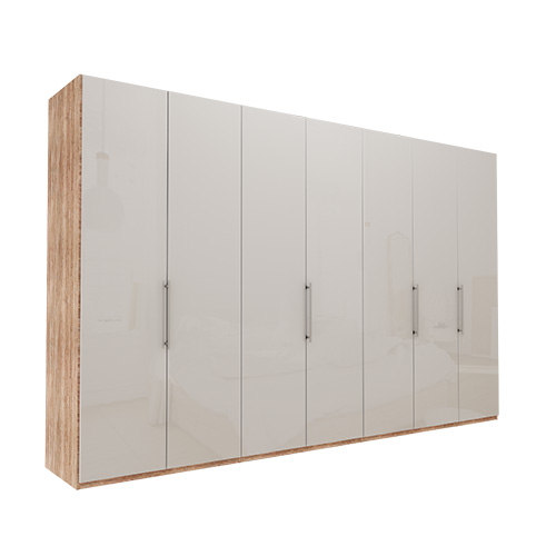 Garderob Atlanta - Ljus rustik ek 216 cm, 350 cm, Utan kornisch / ram