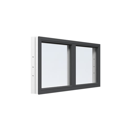 Energi Aluminium Fast fönster med mittpost 16, 8, Antracitgrå
