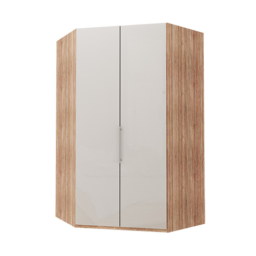 Walk-in Atlanta garderob Vitt glas, 236 cm, Ljus rustik ek
