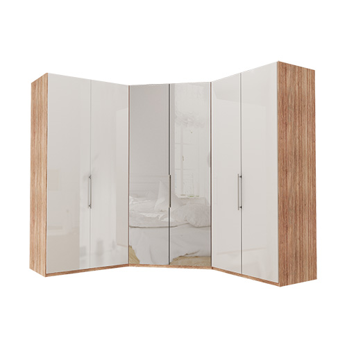 Garderob Atlanta - Ljus rustik ek 216 cm, 100 + walk-in + 100