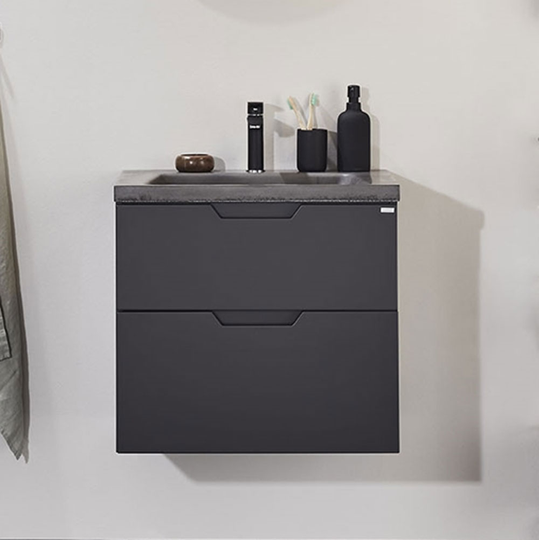 Kommod med tvättställ Noro Studio Antracit 600 mm, Gjuten betong