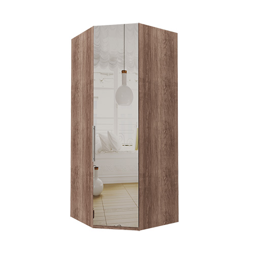 Hörn Atlanta garderob Spegel, 216 cm, Mörk rustik ek