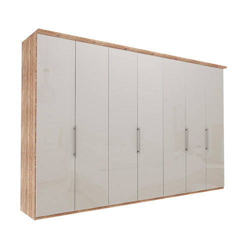 Garderob Atlanta - Ljus rustik ek 236 cm, 350 cm, Med kornisch