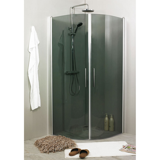 Duschvägg Noro Fix Trend rund 800 x 800 mm, Rökfärgat glas