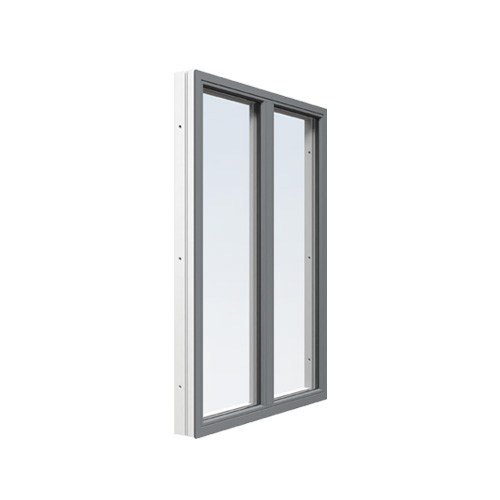 Energi Aluminium Fast fönster med mittpost 16, 9, Askgrå